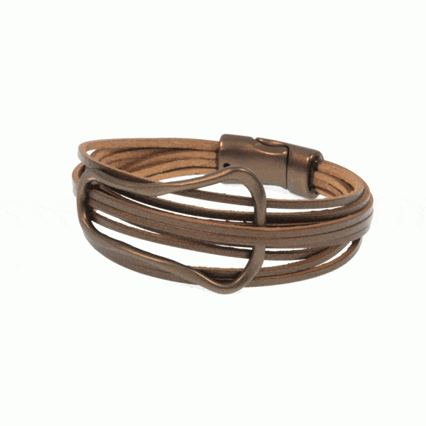 Leather & Irregular Oval Bracelet